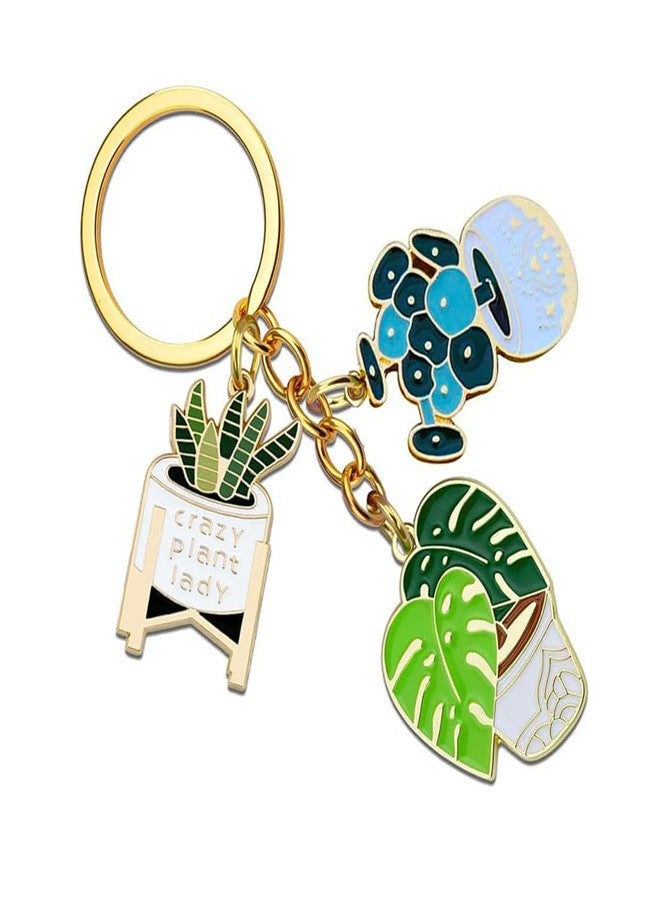 Meimimix Cute Fashion Keychain Ladies Succulent Potted Succulent Shaped Keychain Golden Car Keychain Jewelry for Friends - Image 1